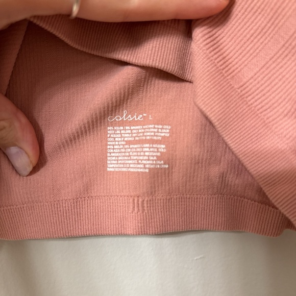 Colsie Ribbed Blush Pink Crop Bra Top - Picture 3 of 3